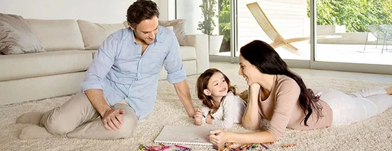 Happy family in a clean home